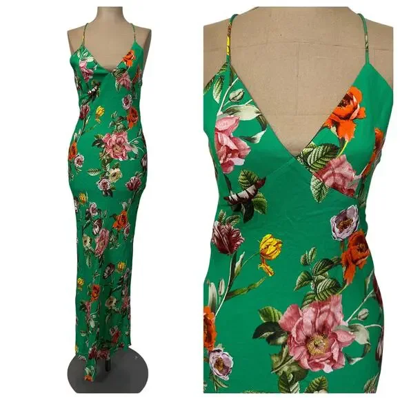 Alice + Olivia Maxi Dress Loma Green Floral - Picture 4 of 7